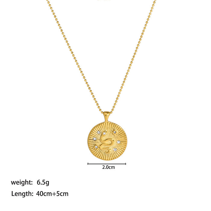 Lady Moon Herzform Edelstahl Edelstahlüberzug Inlay Künstliche Edelsteine ​​Vergoldete Anhänger-Halskette