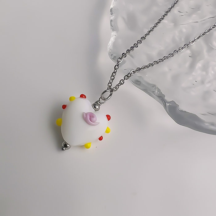 Süße herzförmige Edelstahl-Glas-vergoldete Anhänger-Halskette in großen Mengen