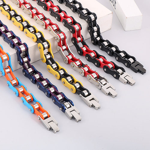 Bracelets en acier titane de couleur unie Hip-Hop Color Block