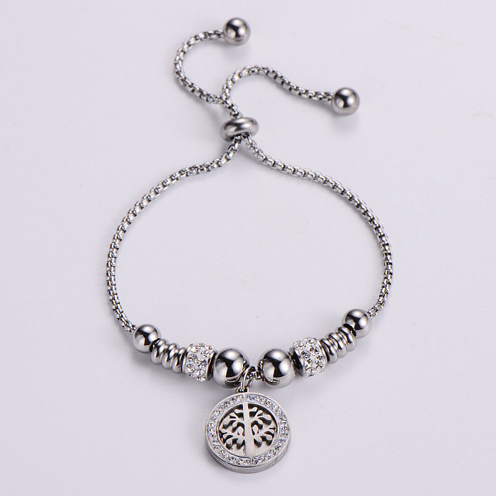 Fashion Stainless Steel Beads Beaded Tree Of Life Bracelet
