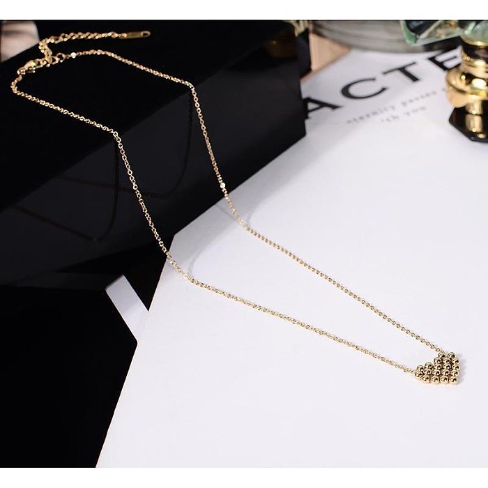 Fashion Simple Style Geometric Heart Shape Stainless Steel Plating Pendant Necklace