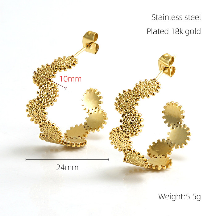 1 par de pinos de orelha banhados a ouro 18K em forma de C estilo INS irregular