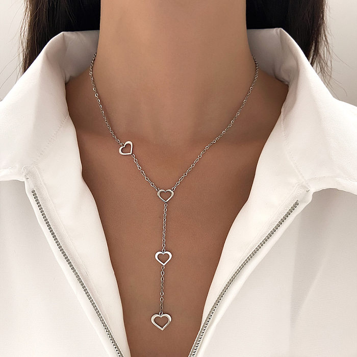 Simple Style Heart Shape Stainless Steel Polishing Necklace