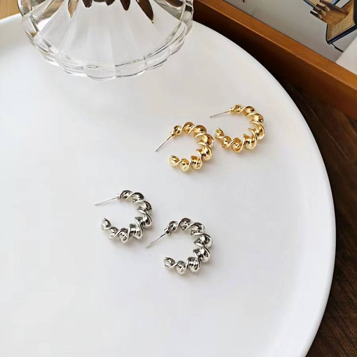 1 Pair IG Style Simple Style C Shape Twist Plating Stainless Steel  18K Gold Plated Ear Studs