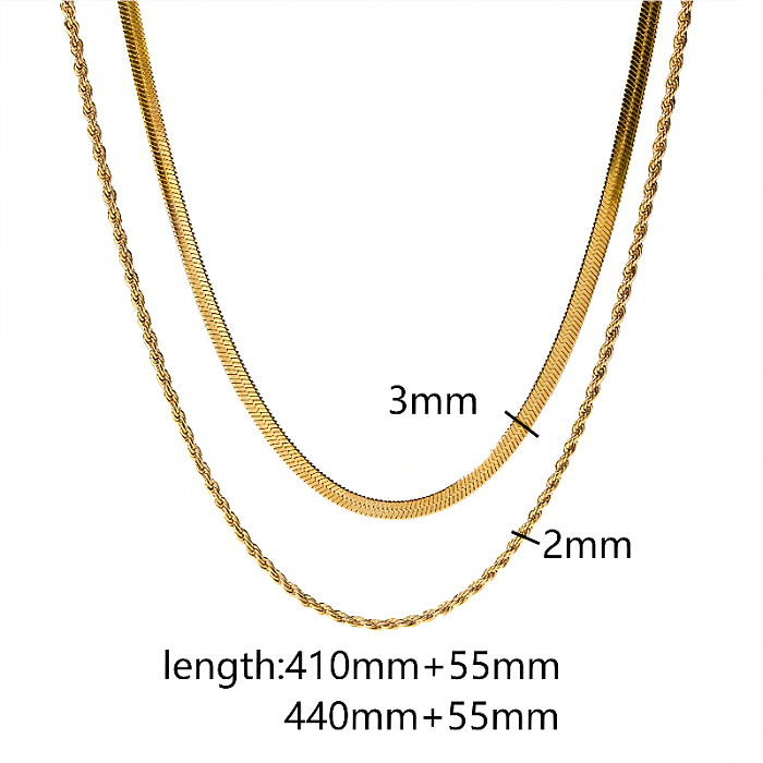 Simple Style Circle Stainless Steel  18K Gold Plated Double Layer Necklaces Necklace In Bulk