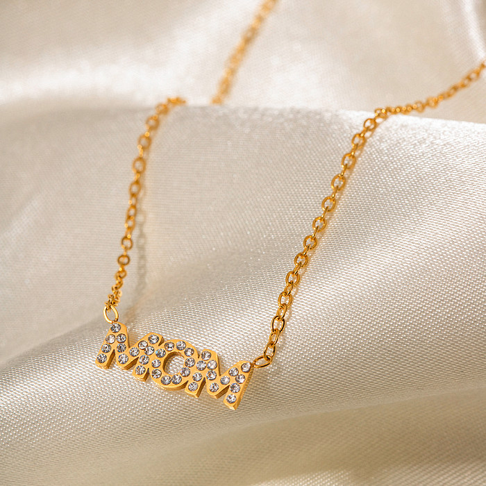 INS Style MAMA – collier plaqué or 18 carats avec lettres de Style Simple, placage en acier inoxydable, incrustation ajourée en Zircon