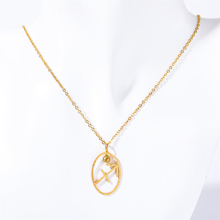 Simple Style Artistic Constellation Stainless Steel  Plating Inlay Zircon 18K Gold Plated Pendant Necklace