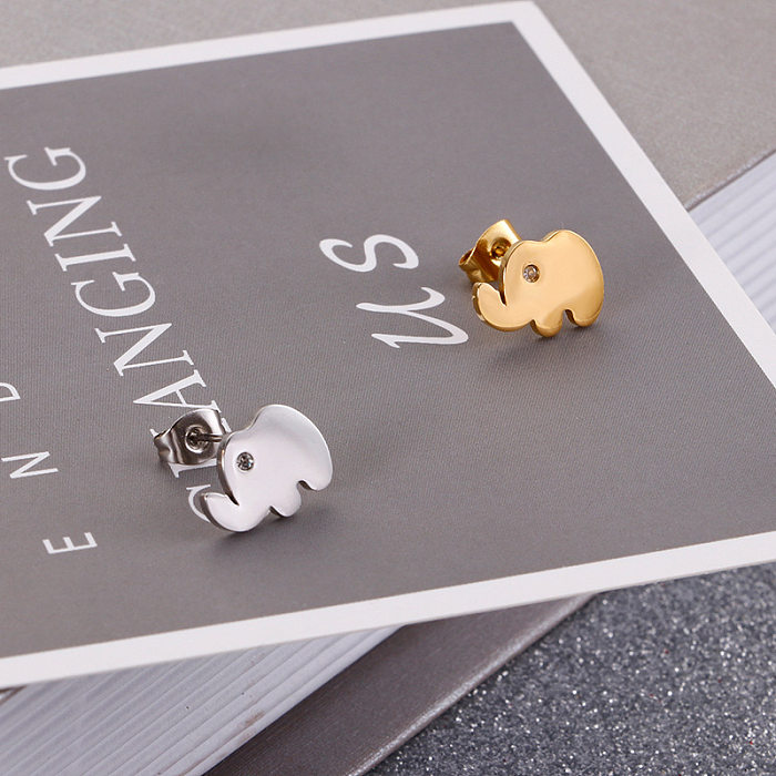 Korean Cute Fashion Stainless Steel Animal Baby Elephant Studs Stainless Steel  Studs Boys And Girls Popular Ornament Wholesale