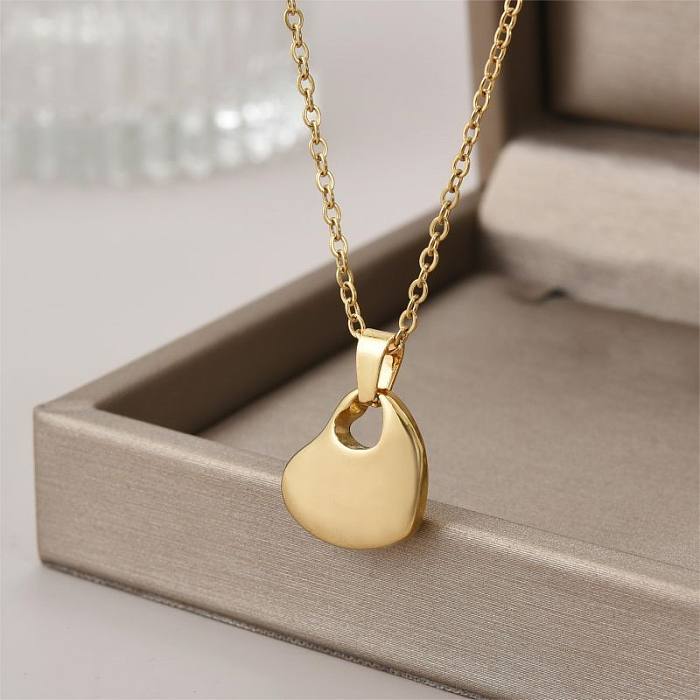 Basic Shiny Heart Shape Stainless Steel  Polishing Plating Hollow Out 18K Gold Plated Necklace