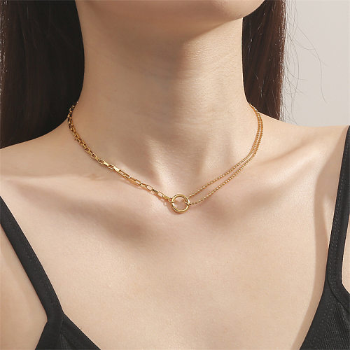 Einfache Damen-Halskette mit geometrischer Edelstahlbeschichtung