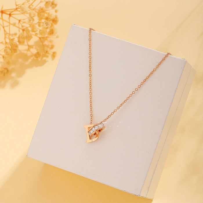 Simple Style Letter Stainless Steel Plating Inlay Zircon 18K Gold Plated Necklace