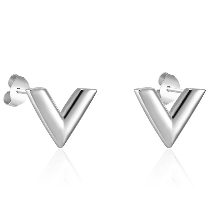 زوج واحد من الأقراط المطلية بالفولاذ المقاوم للصدأ على شكل حرف V بتصميم بسيط