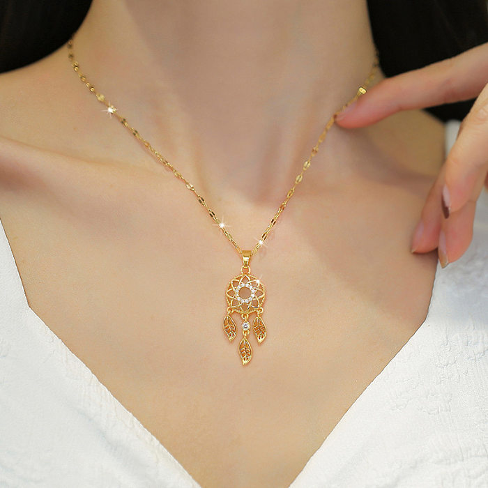 Fashion Geometric Stainless Steel  Copper Plating Zircon Necklace