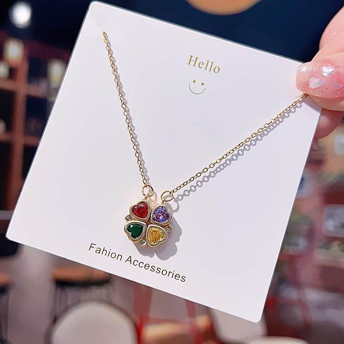 Casual Simple Style Dreamcatcher Bear Lock Stainless Steel Copper Plating Inlay Opal Zircon Pendant Necklace