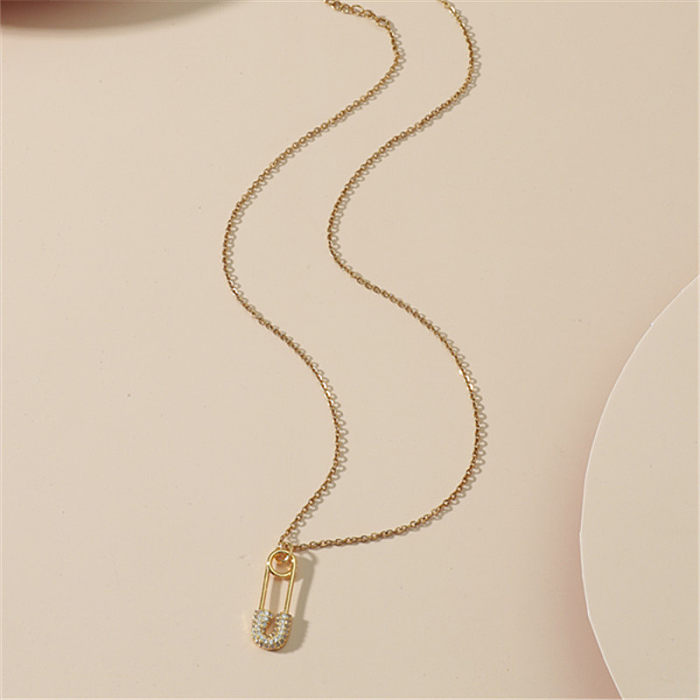 Wholesale Fashion Stainless Steel Diamond Pin Pendent Necklace jewelry