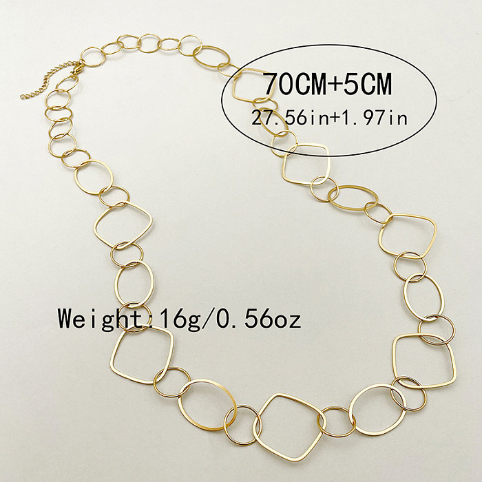 Streetwear Round Square Stainless Steel  Plating Gold Plated Necklace