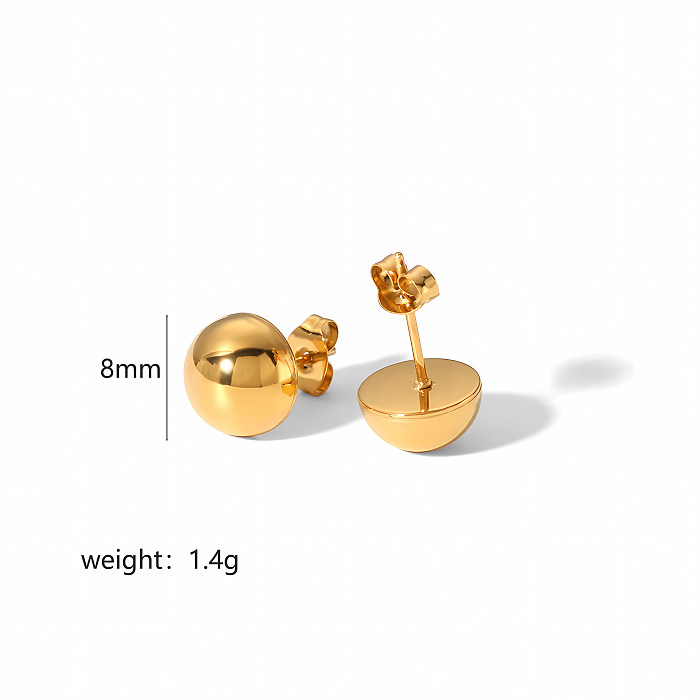 1 paire de boucles d'oreilles pendantes en acier inoxydable plaqué or 18 carats, Style IG Simple, placage de polissage rond