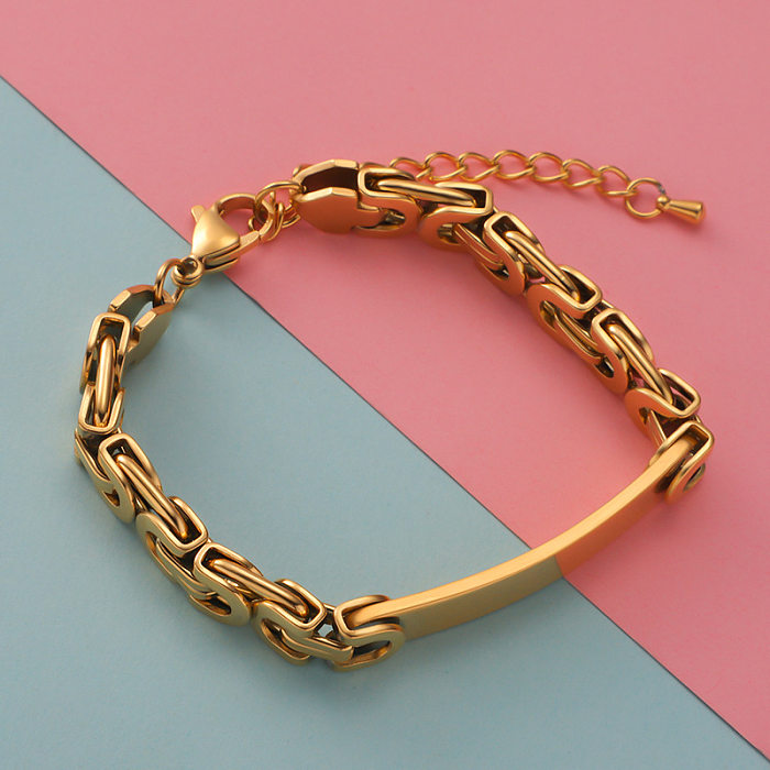 Streetwear brilhante geométrico de aço inoxidável patchwork banhado a ouro pulseiras banhadas a prata