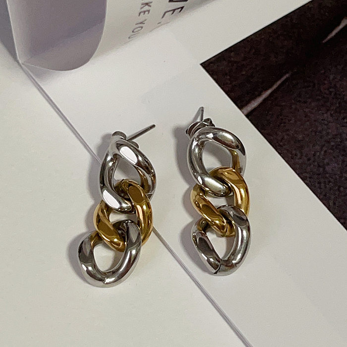 Boucles d'oreilles pendantes géométriques à la mode en acier inoxydable, 1 paire