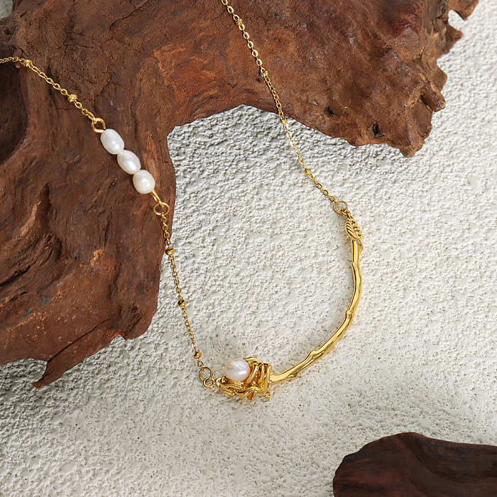Lässige Sweet Rose-Edelstahl-Halskette mit 18-Karat-Vergoldung in großen Mengen