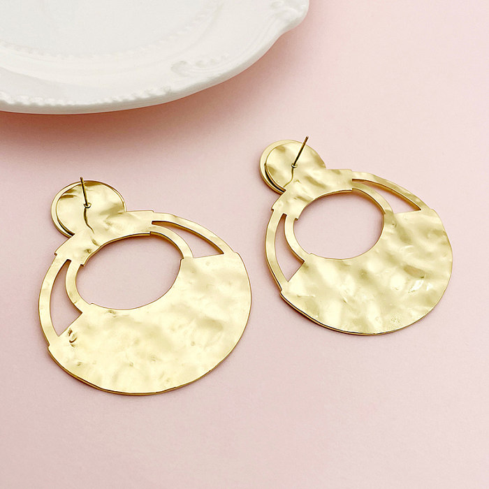 1 Pair Casual Elegant Oval Polishing Plating Hollow Out Stainless Steel  Gold Plated Ear Studs