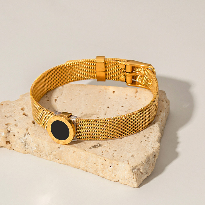 Bracelet plaqué or 18K de placage d'acier inoxydable de couleur unie de style simple