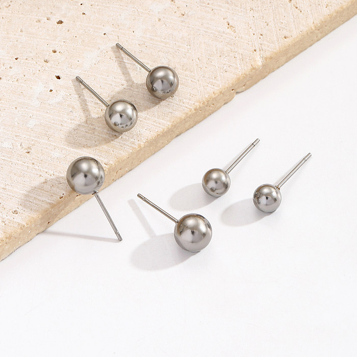3 pares de brincos redondos de polimento de aço inoxidável estilo simples casual
