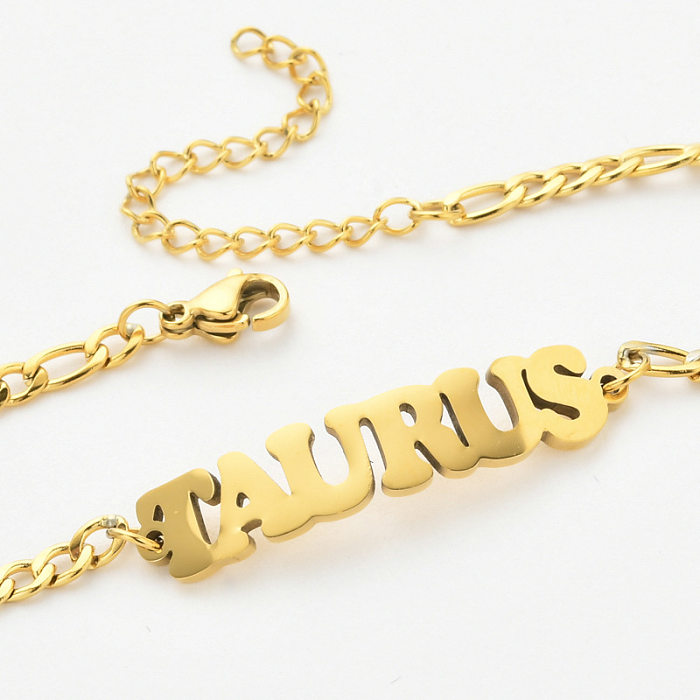 Pulseras chapadas en oro de acero inoxidable con letras de moda
