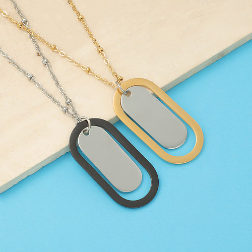 Hip-Hop Color Block Stainless Steel  Chain Pendant Necklace