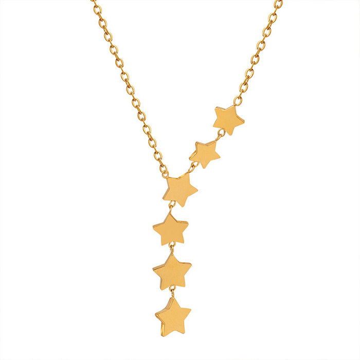 Simple Style Star Stainless Steel Pendant Necklace