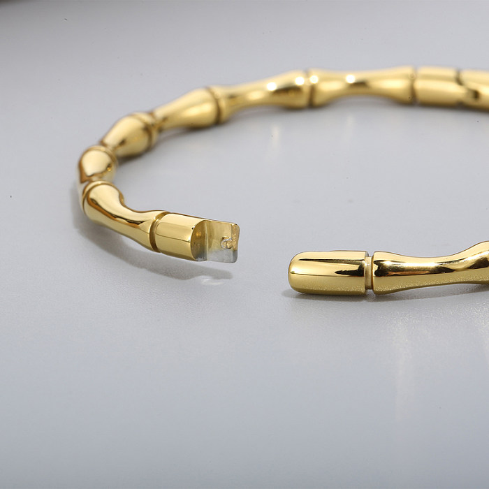 1 pièce de bracelet de placage en acier titane à joint en bambou à la mode
