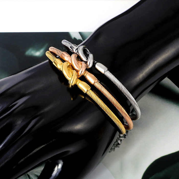 Commute Solid Color Stainless Steel Gold Plated Bangle In Bulk