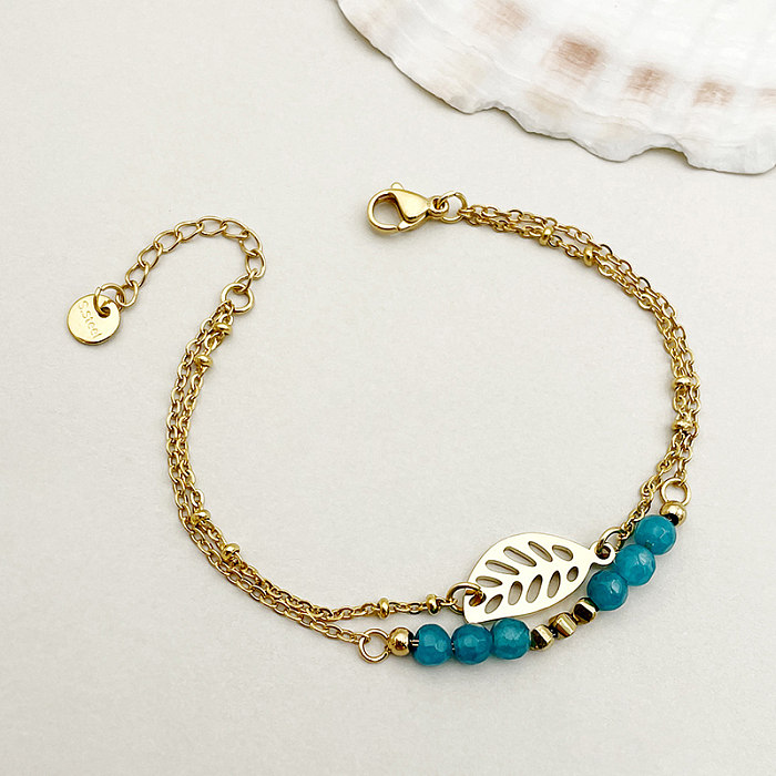 Elegante estilo simples e doce deixa pulseiras banhadas a ouro de cristal artificial de aço inoxidável a granel