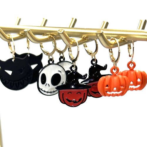 1 Set Exaggerated Funny Human Face Animal Skull Plating Stainless Steel  Dangling Earrings