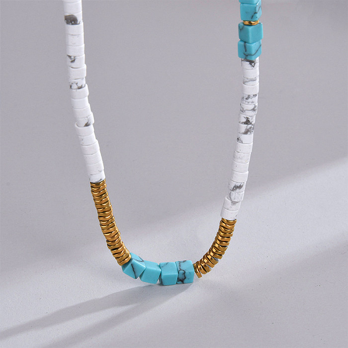Commute Farbblock-Halskette aus 18 Karat vergoldetem Edelstahl in großen Mengen