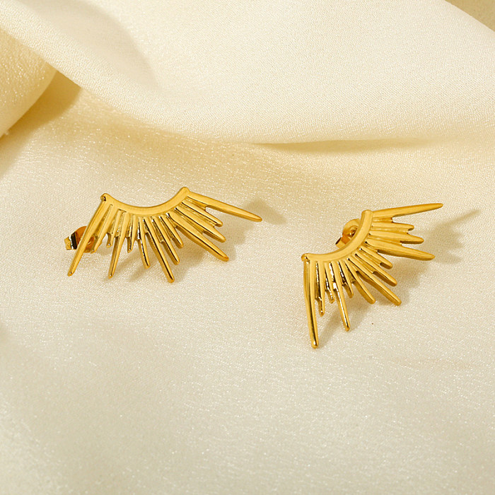 1 Paar Ohrstecker im Retro-Stil mit böhmischen Flügeln aus 18 Karat vergoldetem Edelstahl