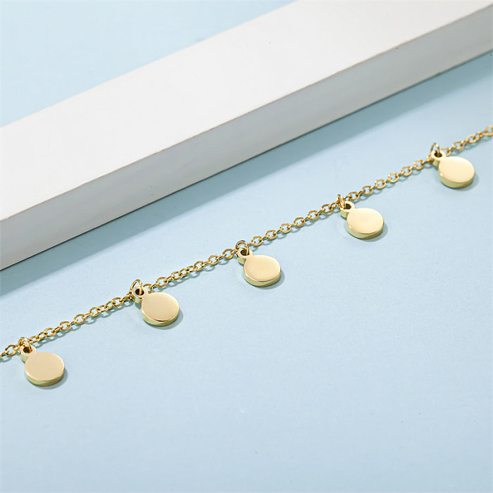 Casual Simple Style Classic Style Round Stainless Steel  Stainless Steel Plating Gold Plated Necklace