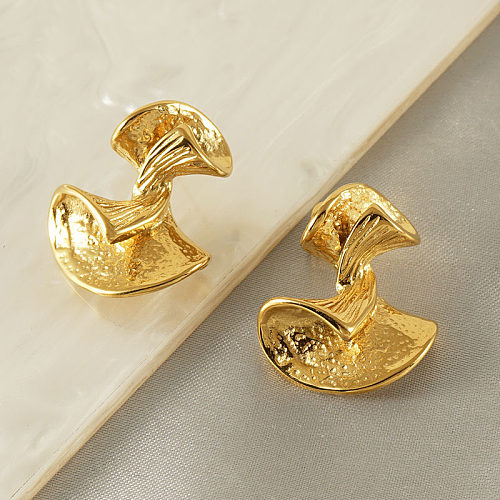 زوج واحد من أقراط الأذن ذات التصميم الأصلي بعقدة القوس المصنوعة من الفولاذ المقاوم للصدأ المطلية بالذهب عيار 1 قيراط