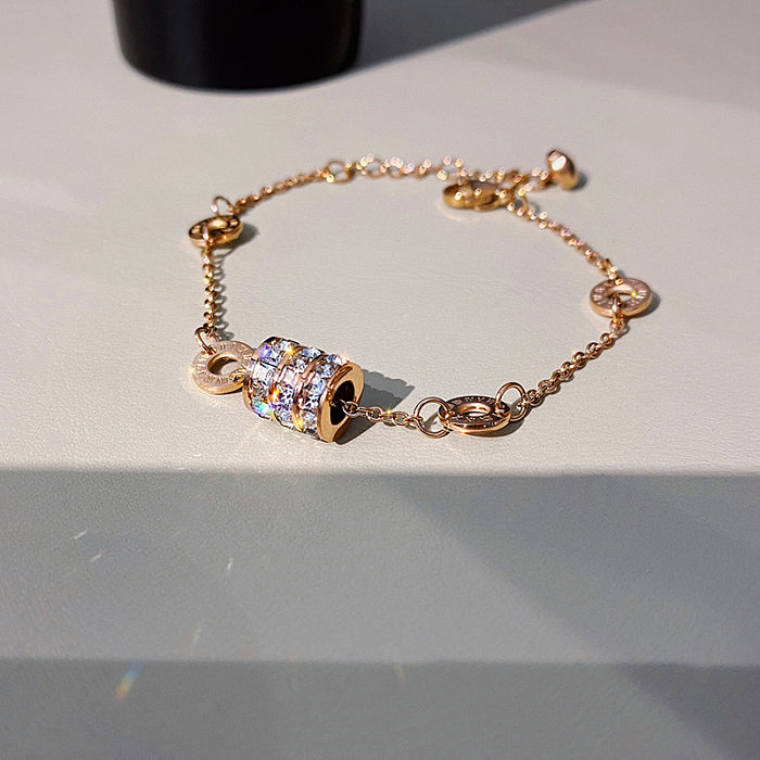 Estilo simple Letra Chapado en acero inoxidable Collar de diamantes de imitación artificiales 1 pieza