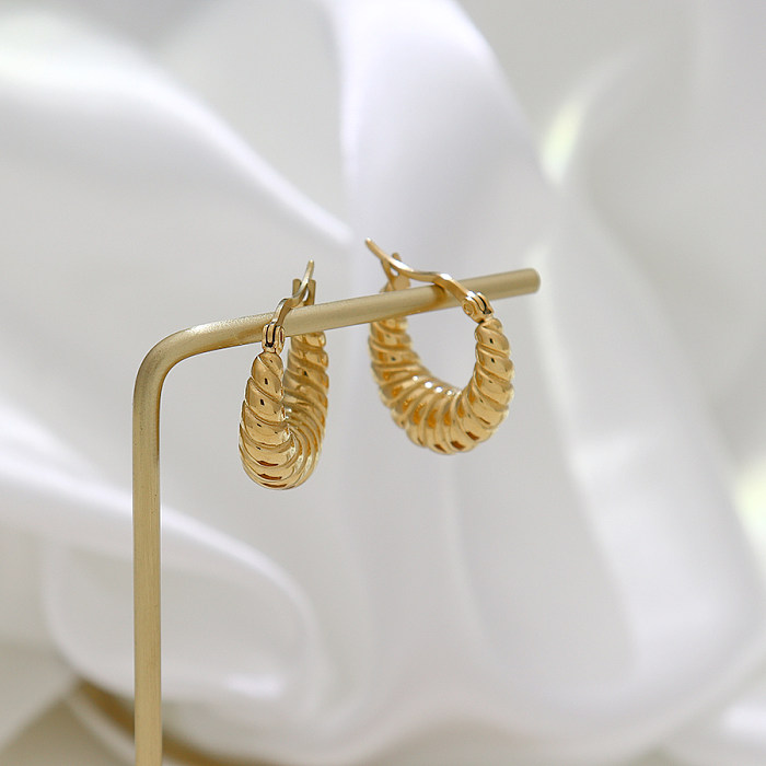 1 Pair Simple Style Artistic Solid Color Stainless Steel  Plating 18K Gold Plated Hoop Earrings