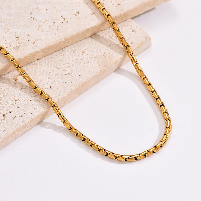 Hip-Hop-Halskette im schlichten Stil, einfarbig, Edelstahlbeschichtung, 14 Karat vergoldet