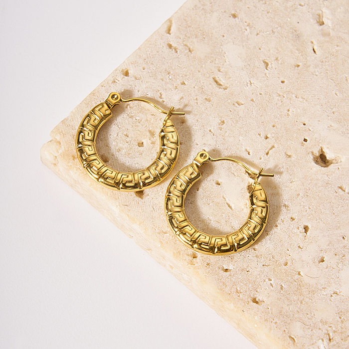 1 Paar Basic-Ohrringe aus Edelstahl mit 18-Karat-Vergoldung im schlichten Stil mit geometrischer Beschichtung