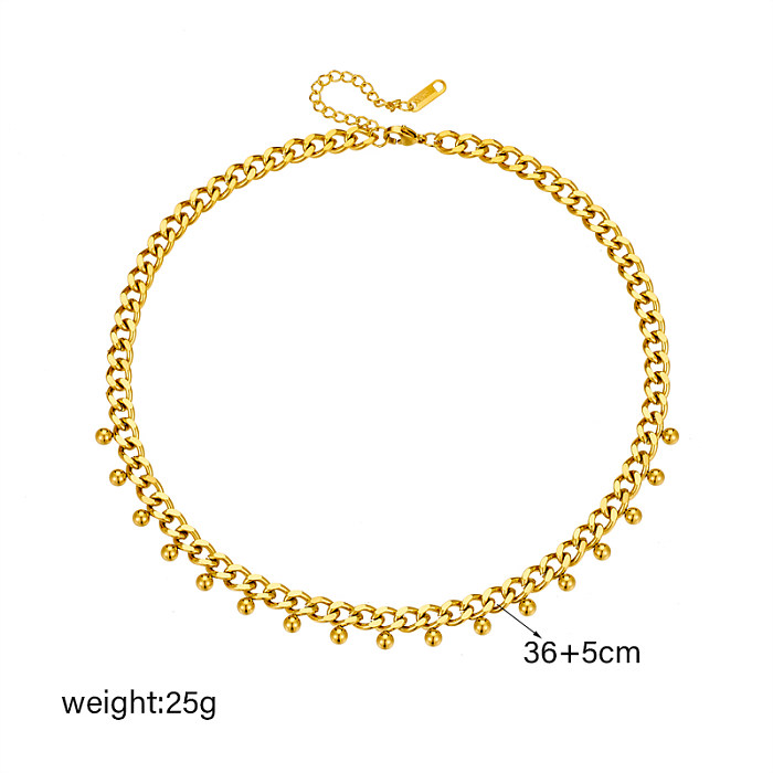 Collar chapado en oro de 18 quilates con revestimiento de acero inoxidable y bola geométrica de estilo simple retro