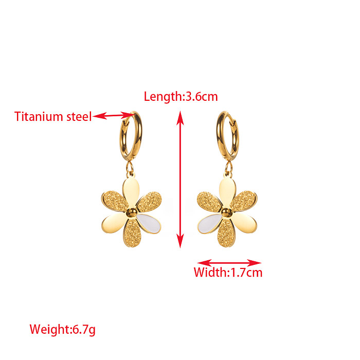 1 paire de boucles d'oreilles pentagramme élégantes en forme de cœur rond, incrustation de strass en acier inoxydable plaqué or