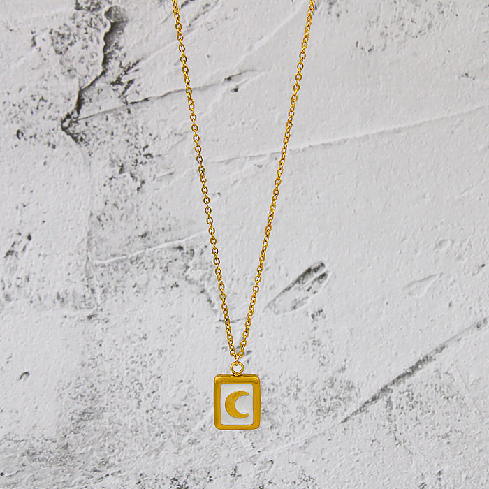 Streetwear Square Stainless Steel  Plating 18K Gold Plated Pendant Necklace