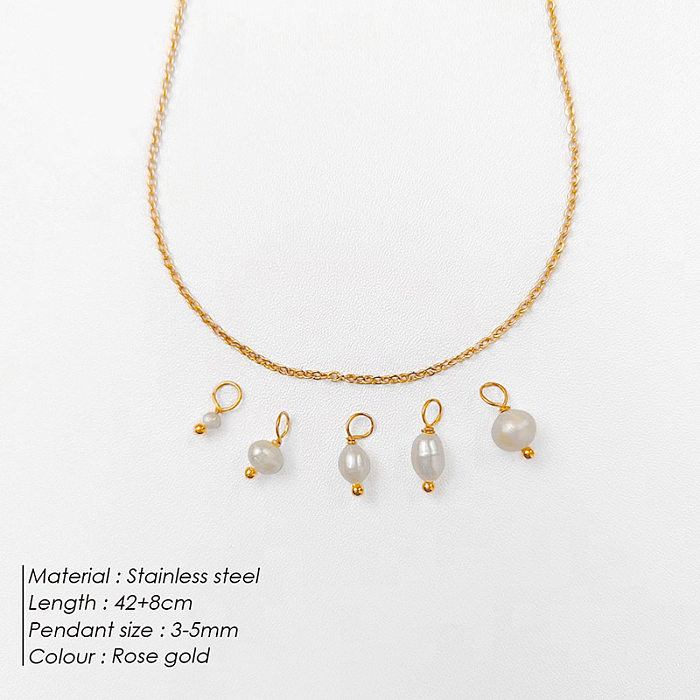 Einfache Halskette mit geometrischer Edelstahlbeschichtung und 14-Karat-Vergoldung
