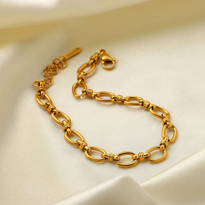 Narrow Chain Cross Buckle Bracelet 18K Gold-plated Stainless Steel Fashion Bracelet