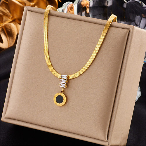Fashion Eye Stainless Steel Plating Zircon Pendant Necklace 1 Piece