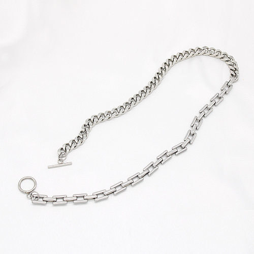 Hip-Hop Simple Style Solid Color Stainless Steel  Toggle Plating Necklace