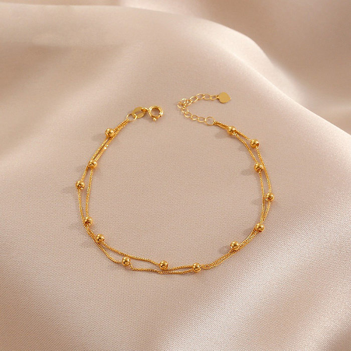 Simple Style Geometric Solid Color Titanium Steel Plating 18K Gold Plated Bracelets